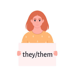 Young Woman Holding Sign With Gender Pronoun She