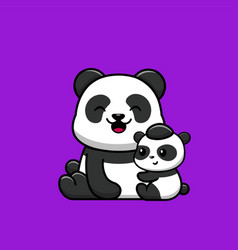 Cute Panda Mother With Baby Panda