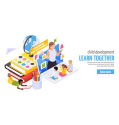 Kindergarten Online Isometric Banner