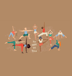 Yoga Class Men And Women Banner With People