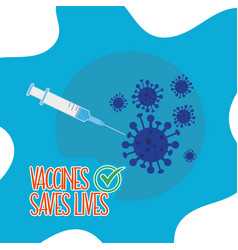 Vaccines Saves Lives Poster With Syringe And Virus