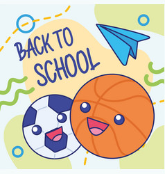 Back To School Poster Happy Basketball And Soccer