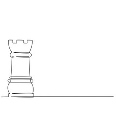 Continuous One Line Drawing Of Chess Piece Rook