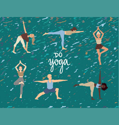 Yoga Class Men And Women Banner With People