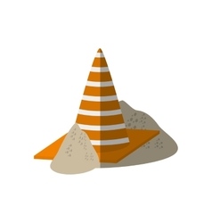 Cartoon Construction Cone With Stripes Sand