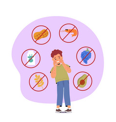 Child With Food Allergy Symptoms Boy Character