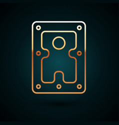 Gold Line Hard Disk Drive Hdd Icon Isolated