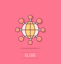 Cartoon Sharing Globe Icon In Comic Style Digital