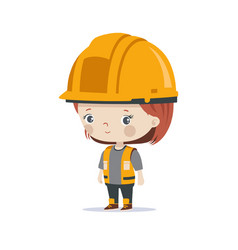 Cute Builder Girl In A Construction Helmet