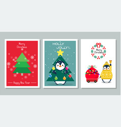 Winter Penguins Cartoon Characters Greeting Card