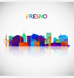 Fresno Skyline Silhouette In Colorful Geometric