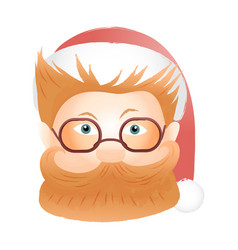 New Year Watercolor Red-haired Santa With Glasses