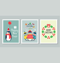 Winter Penguins Cartoon Characters Greeting Card