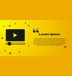 Black Online Play Video Icon Isolated On Yellow