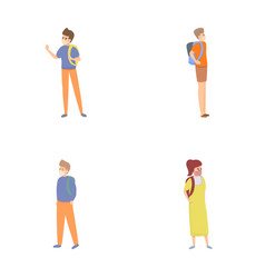 Social Distance Icons Set Cartoon Guy