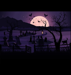 Haunted Graveyard Purple Halloween Background