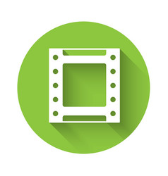 White Play Video Icon Isolated With Long Shadow