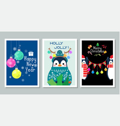 Winter Penguins Cartoon Characters Greeting Card