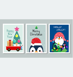 Winter Penguins Cartoon Characters Greeting Card