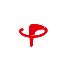 Letter P Curves Red Arrow Abstract Logo