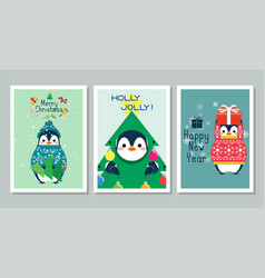 Winter Penguins Cartoon Characters Greeting Card