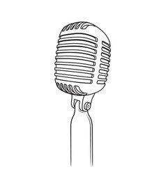 Retro microphone in outline style on white Vector Image