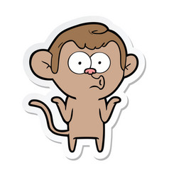 Sticker Of A Cartoon Confused Monkey