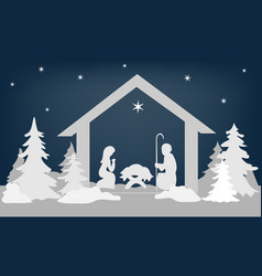 Christmas Nativity Scene With Holy Family Winter