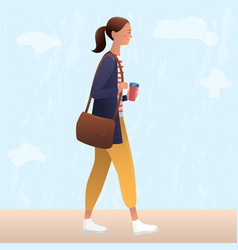 Female Walking With Reusable Coffee Cup