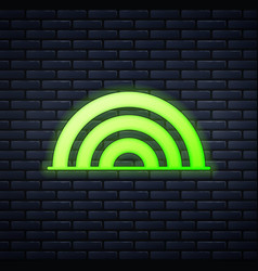 Glowing Neon Rainbow Icon Isolated On Brick Wall