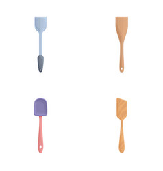 Kitchen Spatula Icons Set Cartoon Cooking