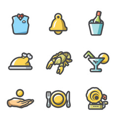 Set Of Restaurant Icons Waiter Call