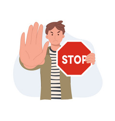 A Man Holding Red Stop Road Sign Protest