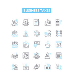 Business Taxes Line Icons Set Taxes