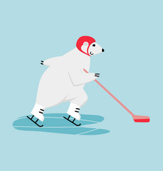 Polar Bear Ice Hockey Player Funny Mascot Skating