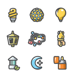 Set Of Lighting Icons Powersave Lamp