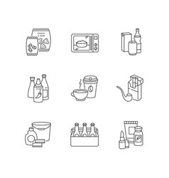 Grocery Categories Pixel Perfect Linear Icons Set