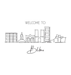 Single Continuous Line Drawing Bilbao City