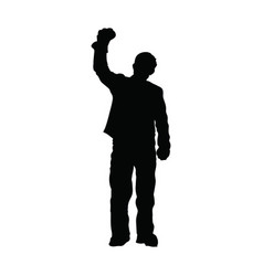 Black Outline Of A Man With Big Hands Raising His