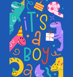 Gender Reveal Card With Dinosaurs Boy Baby Shower