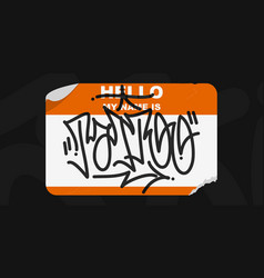 Orange Abstract Flat Graffiti Style Sticker Hello