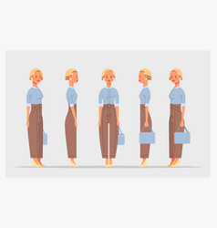 Set Businesswoman Front Side View Female Character