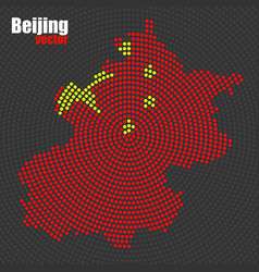 Abstract Map Beijing Of Radial Dots With Flag