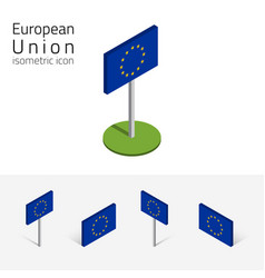 European Union Flag Eu 3d Isometric Flat Icons