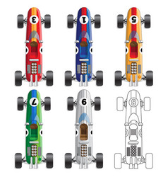 Set Of Retro Racing Cars