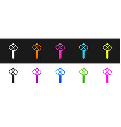 Set Stone Age Hammer Icon Isolated On Black