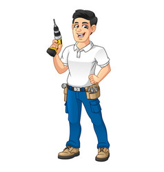 Handyman With A Tool Equipment Belt Holding