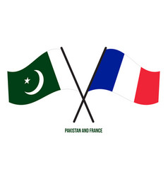 Pakistan And France Flags Crossed And Waving Flat