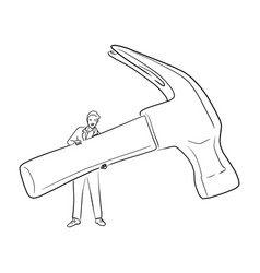 Businessman Holding Big Hammer