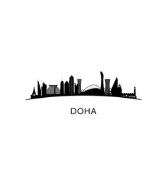 Doha City Skyline Black Cityscape